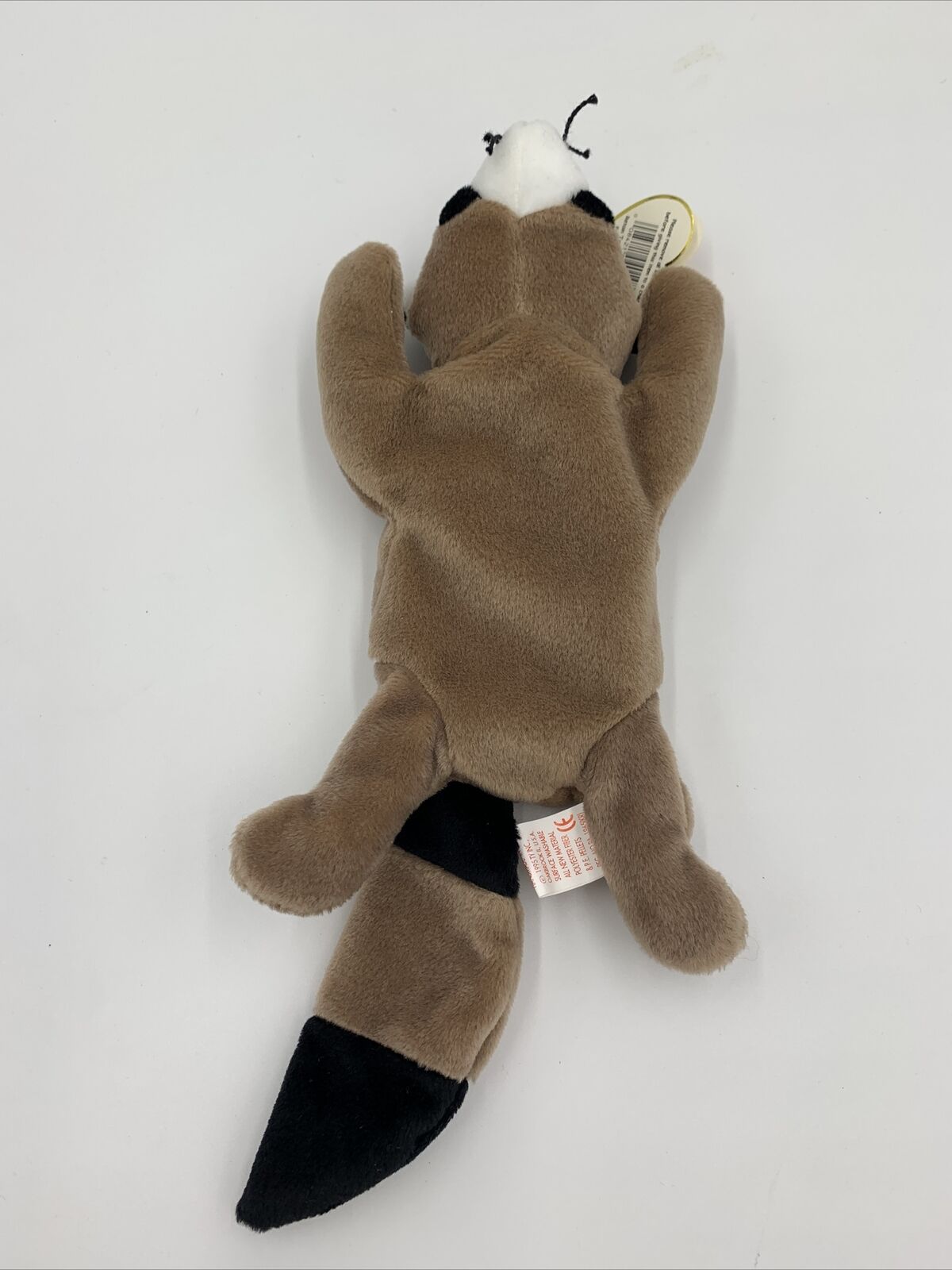 TY Beanie Baby - 1995 Ringo The Raccoon 8 in NEW WITH TAGS Gray Black Cute
