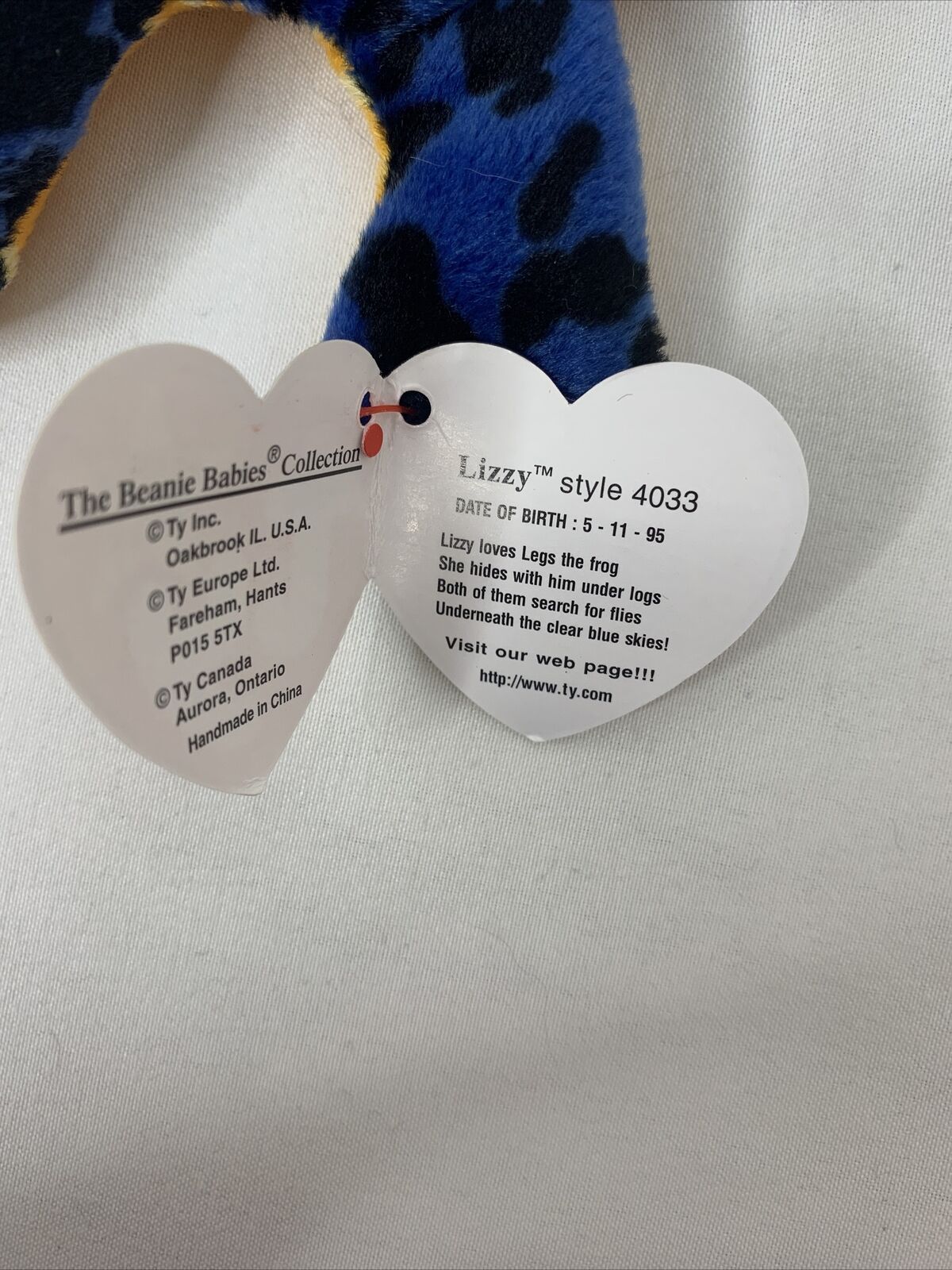 1995 Ty Beanie babies: Lizzy the Lizard, Pristine! 4th Generation. Limited