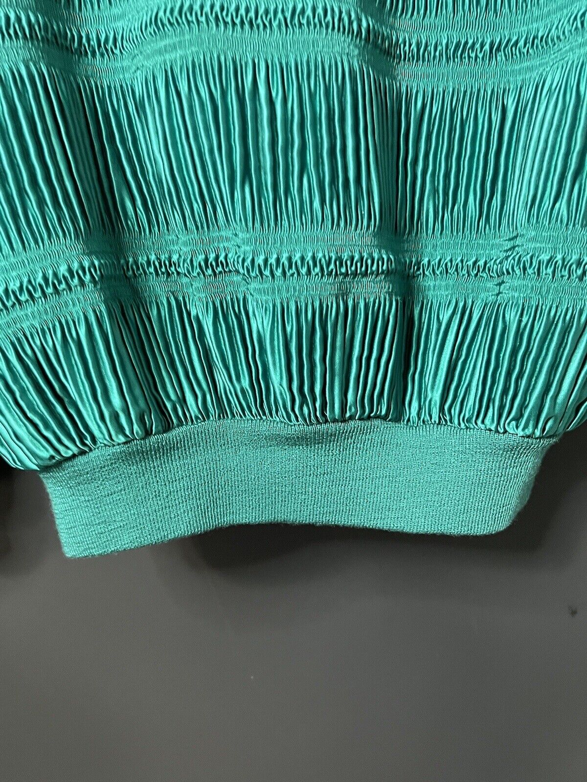 VINTAGE 80'S WOMEN'S Green Emerald Windbreak SILK COAT JACKET - GDT TOO - SIZE S