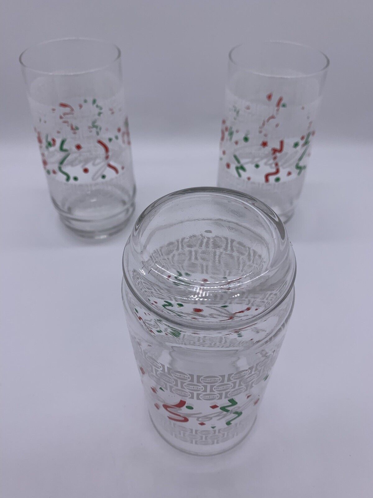 Rare Promo:3 PEPSI Cola Seasons Greetings Glass Tumblers 5-3/4 Holiday Christmas