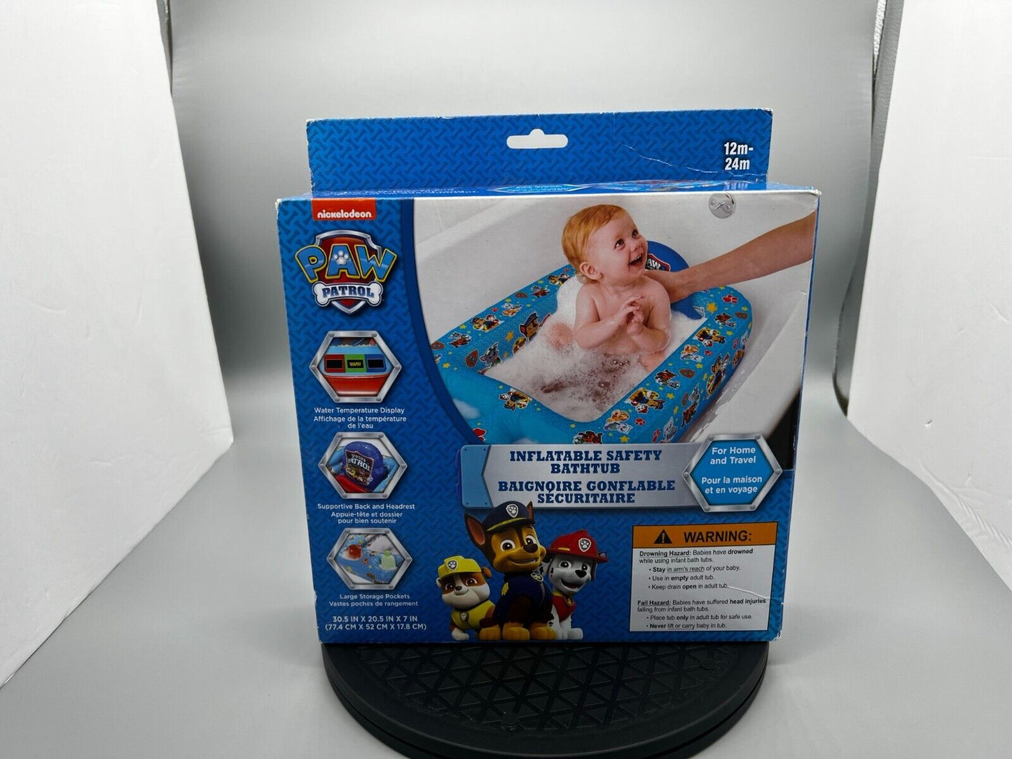 NEW PAW PATROL Inflatable Safety Bathtub 12-24m Water Temp Display Headrest NIB