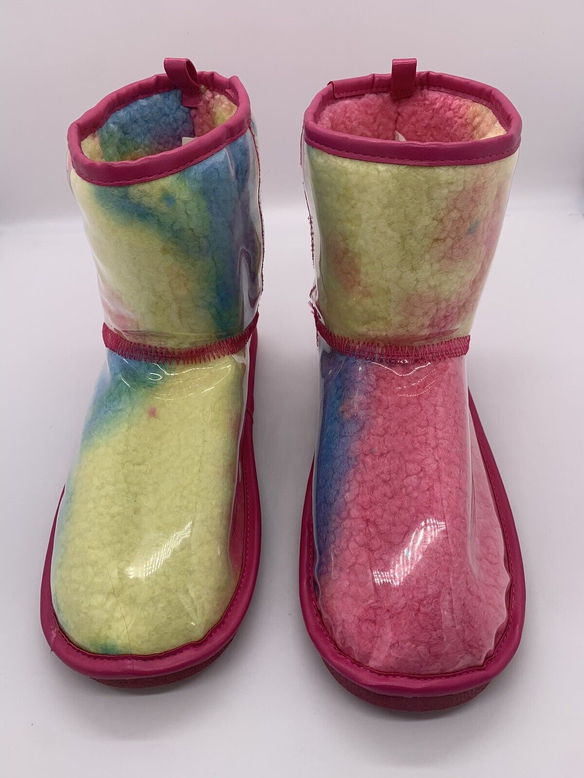 MUDD Cherry 43L Boots Big Girls Size 8 Fuzzy Cozy Comfy Rainbow Slippers- NEW