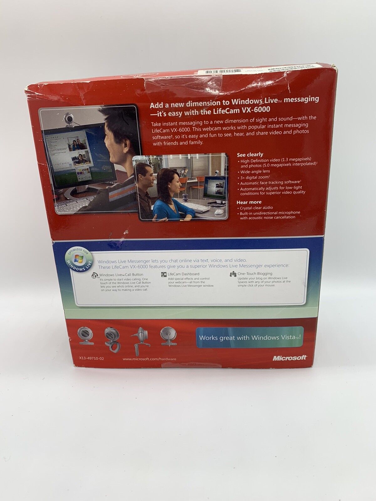 Microsoft Lifecam VX-6000 Webcam HD Wide Angle Lens 3x Digital Zoom  NEW