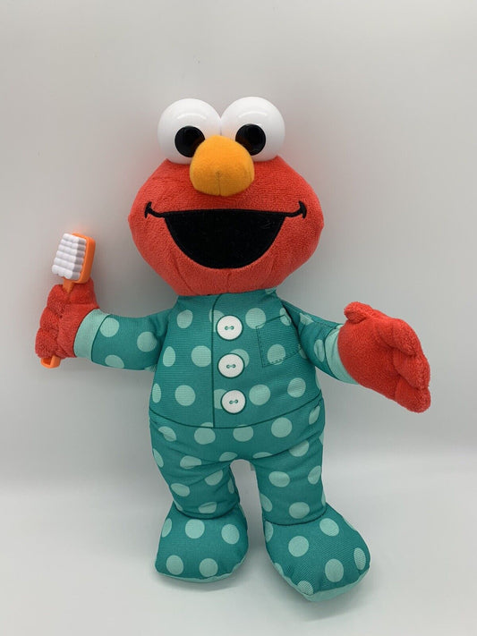 Sesame Street Talking Elmo 12" Plush Brush Your Teeth Hasbro Tested & Works