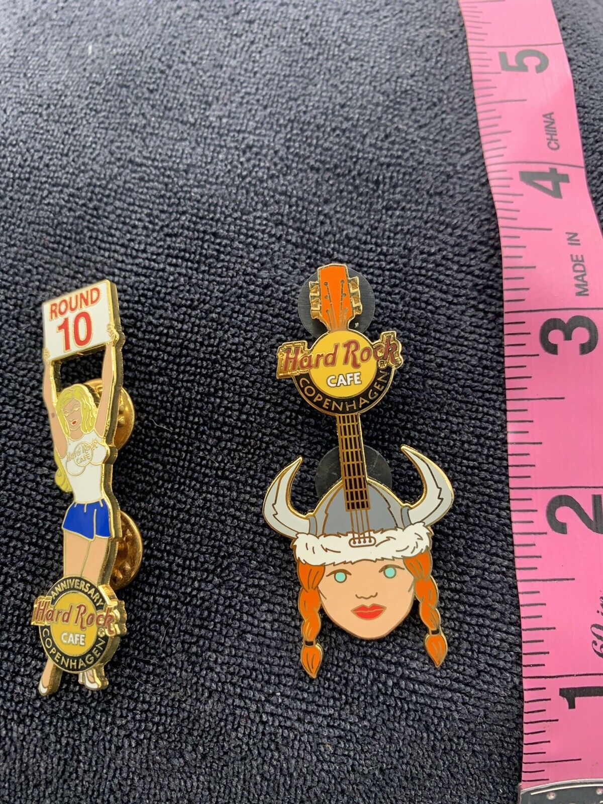 Hard Rock Cafe Pin Copenhagen Women Viking W/Red Pigtails, Anniversary Round 10