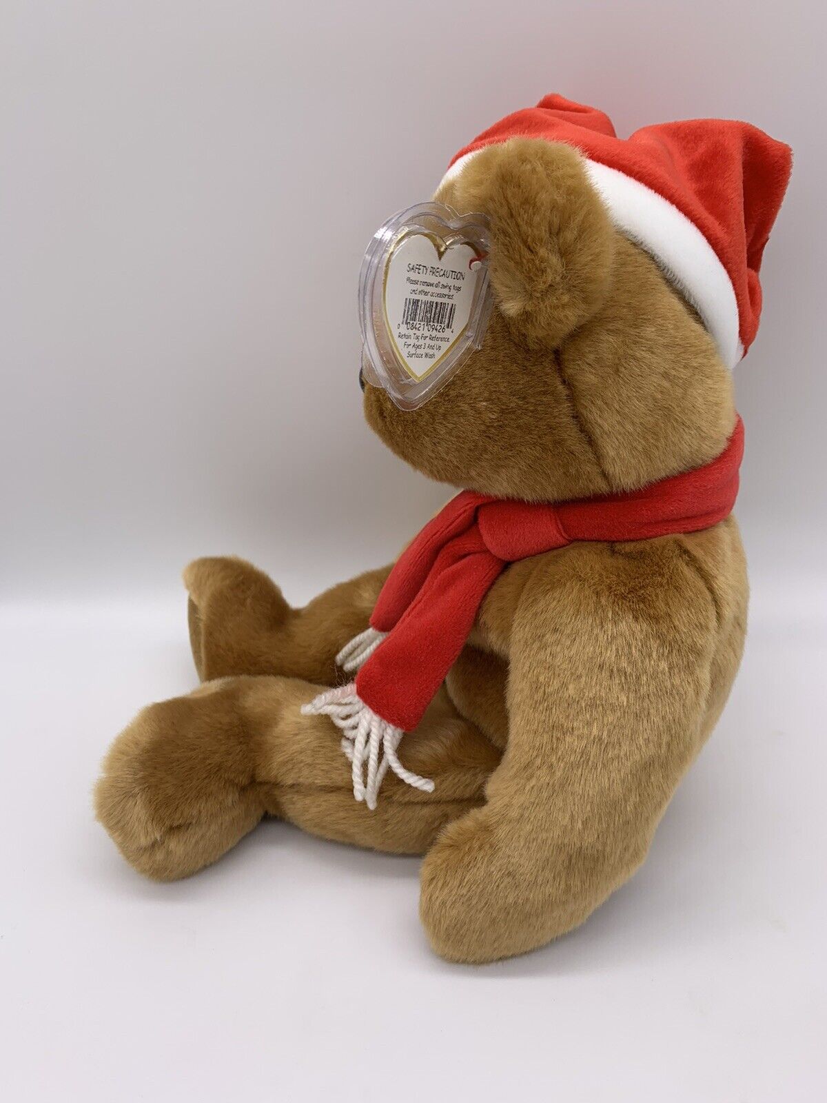 TY Beanie Buddy - 1997 HOLIDAY TEDDY (14 inch) Christmas Santa Hat Scarf Red