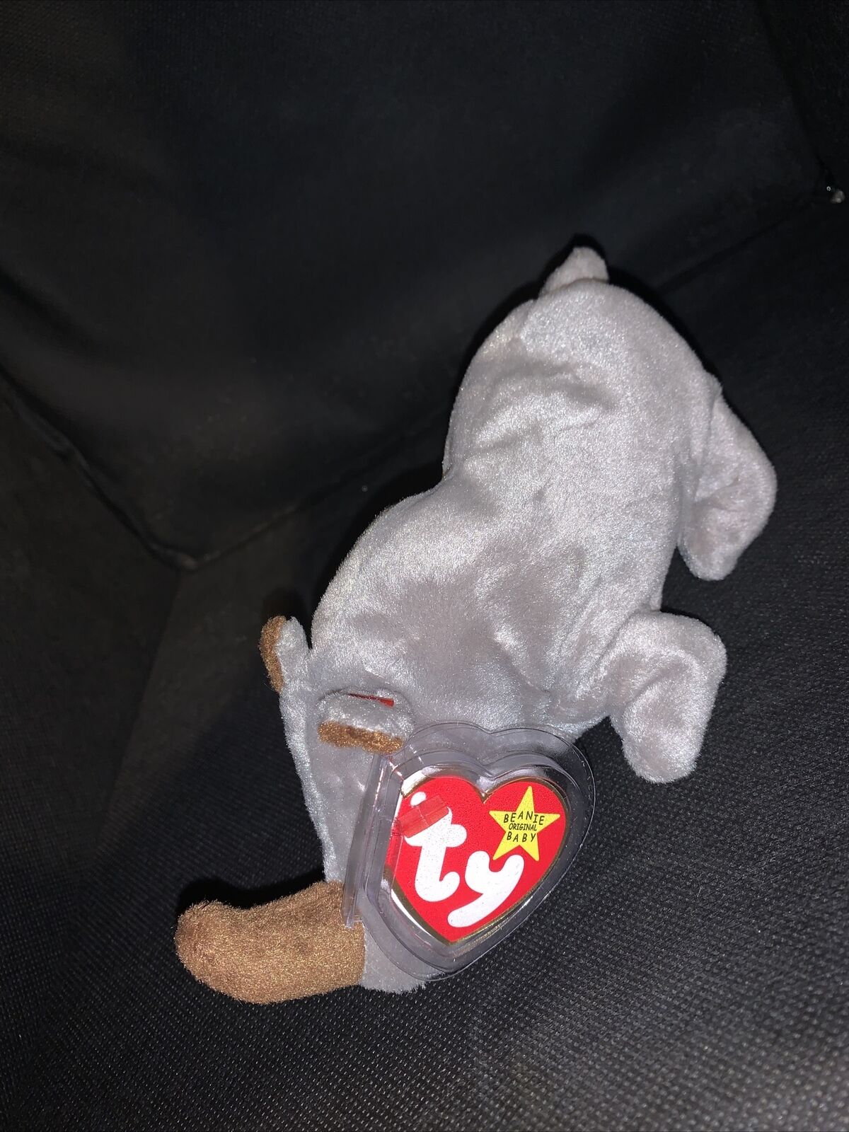 1996: Ty Beanie Baby Spike Rhino Rhinoceros RARE FIND Pristine Gray Brown