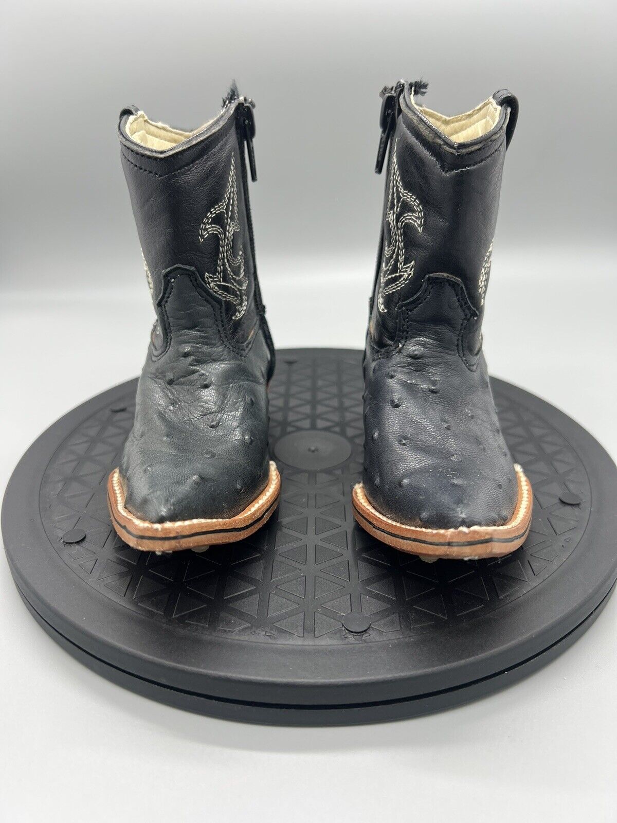 Jar Black Leather Pointed Toe Western Boots Size 12 Child Toddler Ostrich Horse