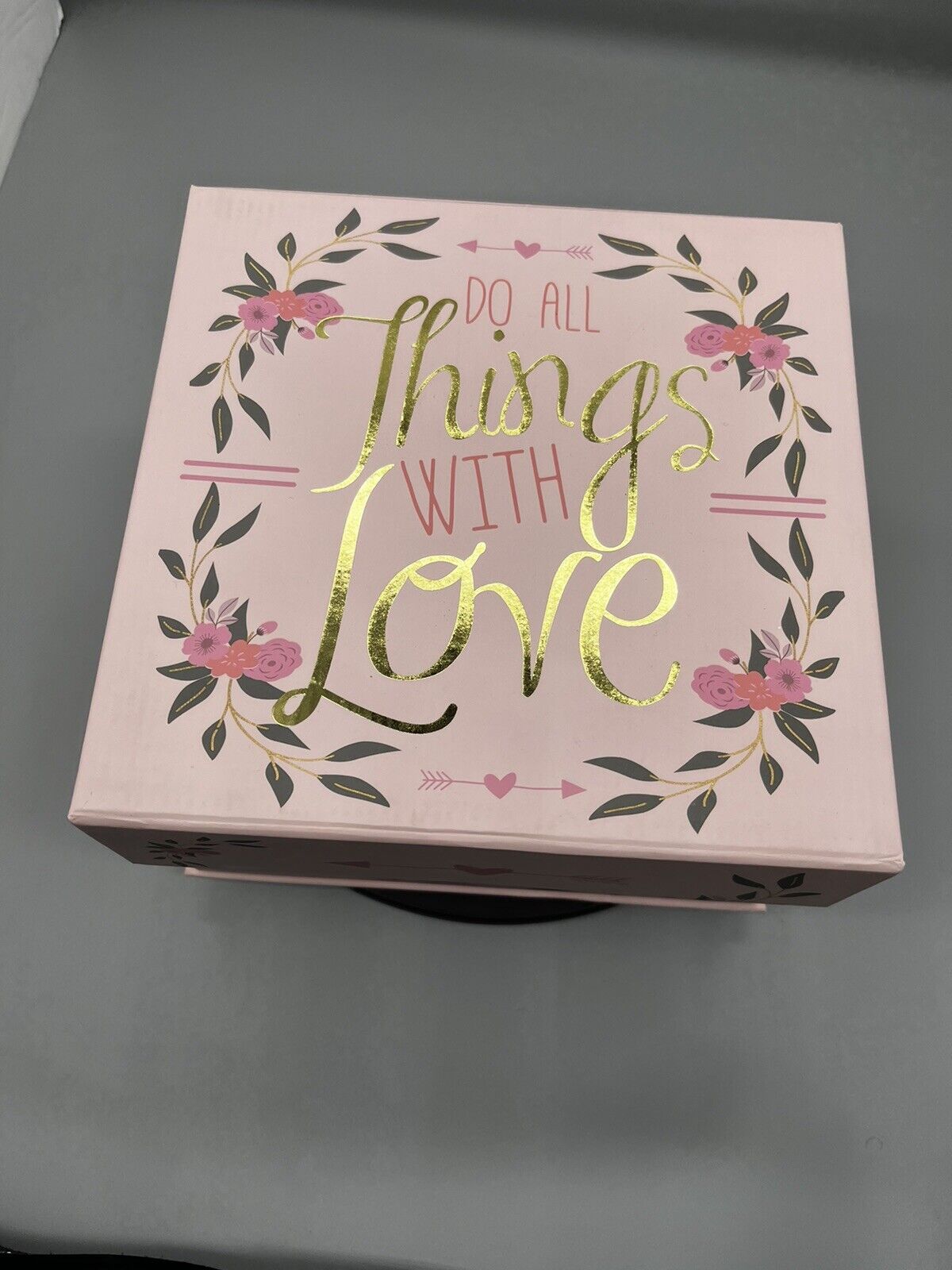 Do All Things With Love Heart Decorative Box pink floral 8x8x5