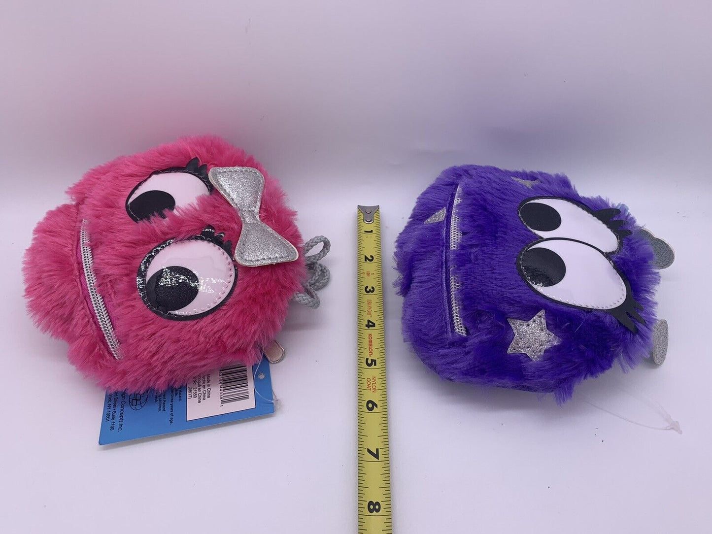 Underrated Fuzzy Monsters Coin Purse Set of 2 Pink & Purple Wallet New With Tags