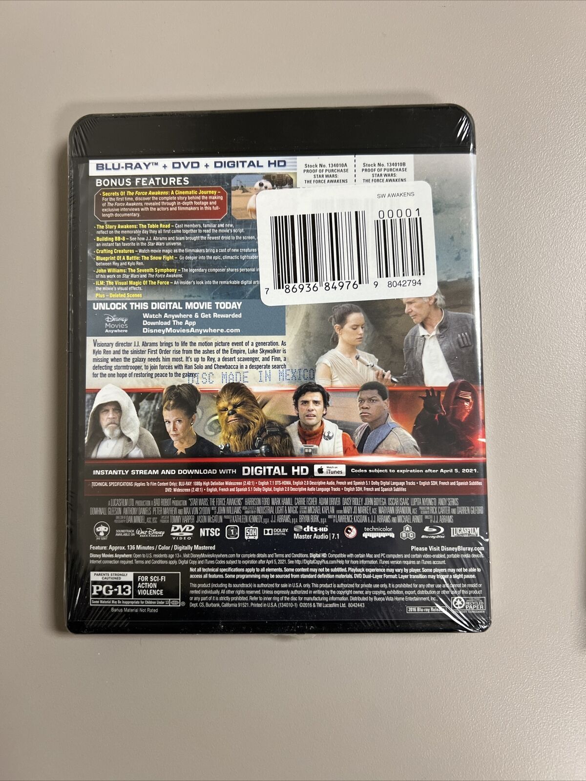 Star Wars: Episode VII: The Force Awakens (Blu-ray, 2015)