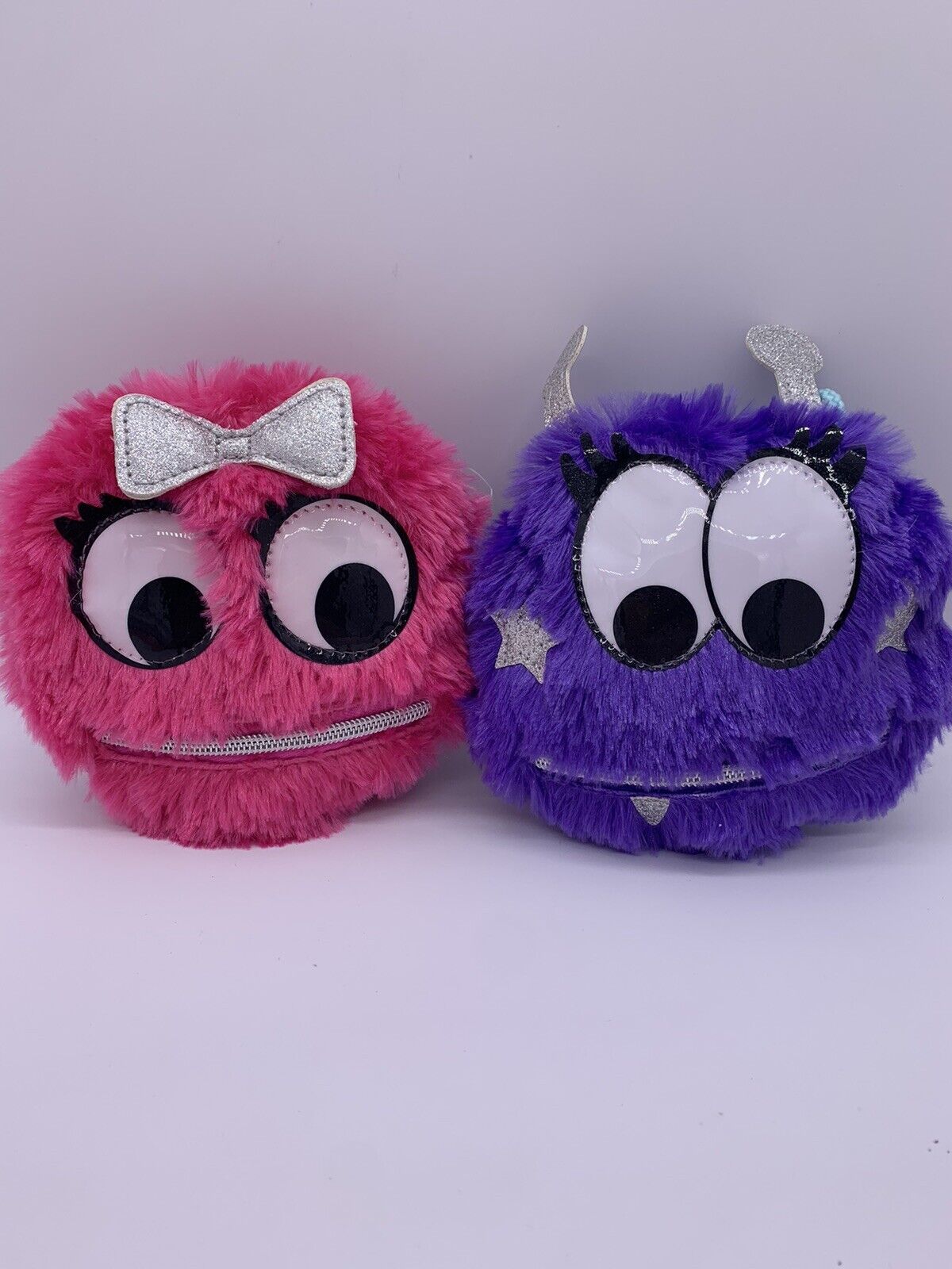 Underrated Fuzzy Monsters Coin Purse Set of 2 Pink & Purple Wallet New With Tags