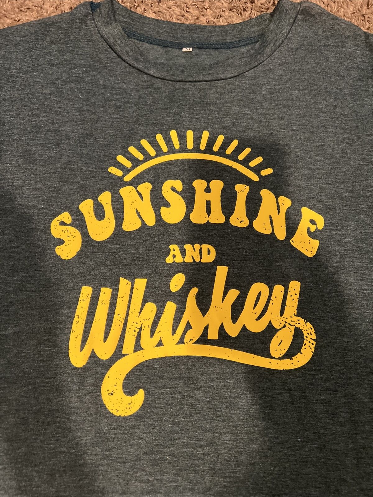 Sunshine And Whiskey Graphic Funny Letters Short Sleeve T-Shirt - Unisex Adults