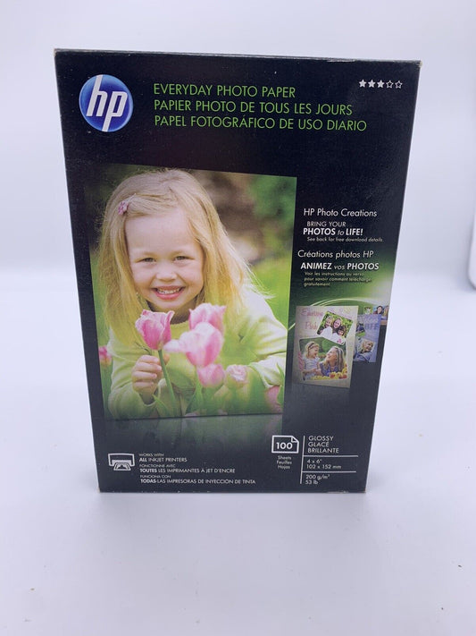 HP PHOTO CREATIONS Everyday Photo Paper 100 Sheets 4x6 Glossy Q5440A Sealed NEW