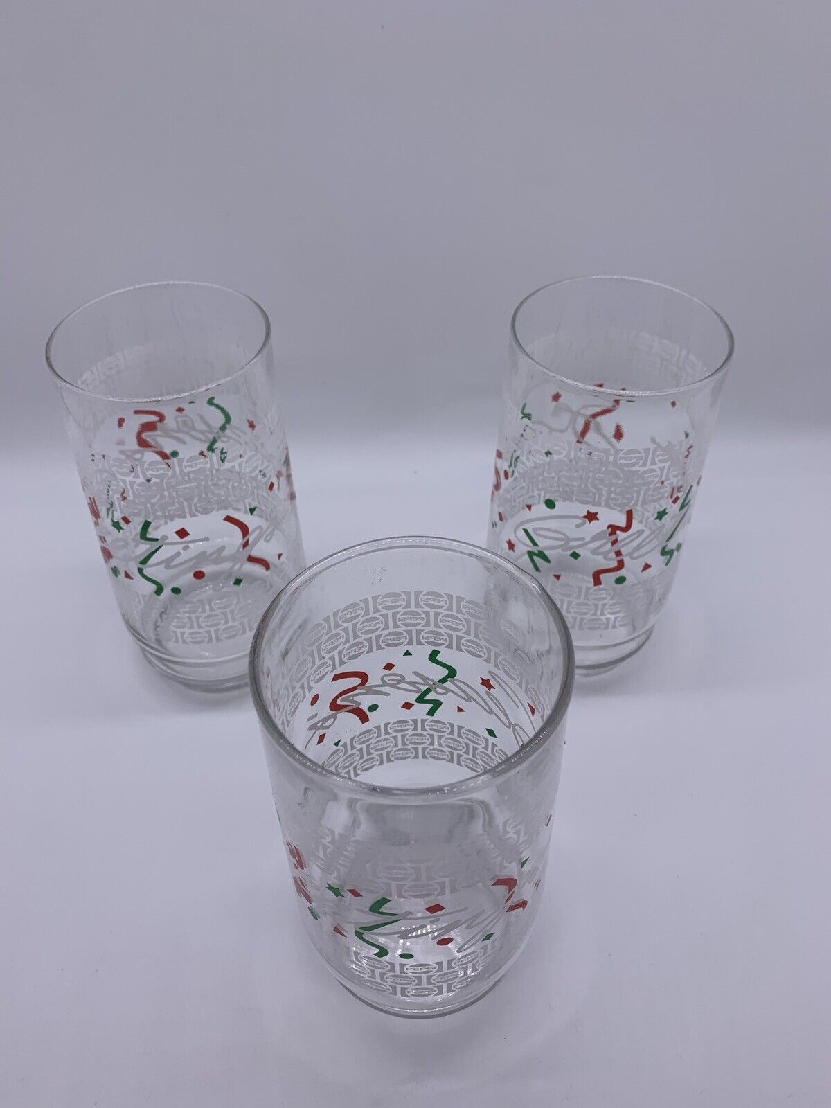 Rare Promo:3 PEPSI Cola Seasons Greetings Glass Tumblers 5-3/4 Holiday Christmas