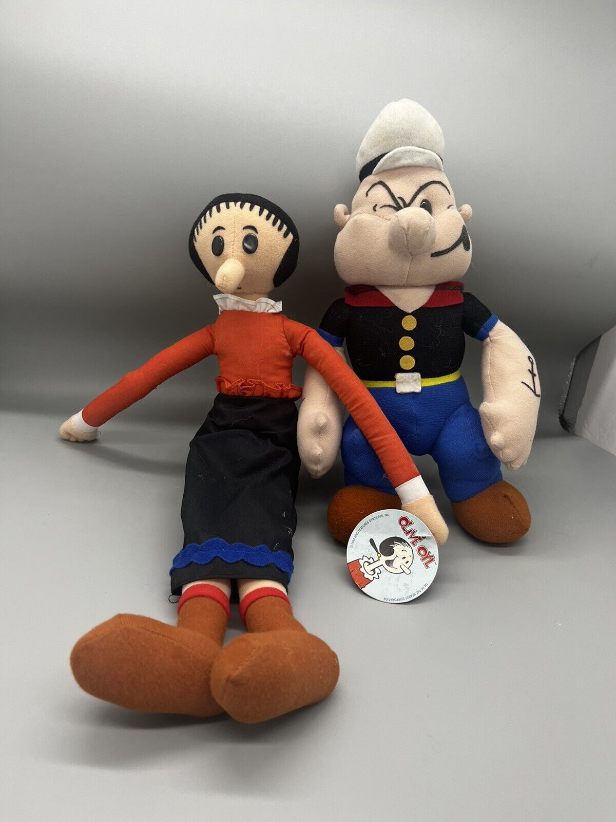 Vintage Popeye and Olive Oyl Plush dolls set W/tags 1994 King-Hearst-Large-play