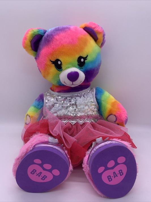 BUILD A BEAR RAINBOW FRIEND TEDDY-dress and Shoes! My little Pony Music In Hand