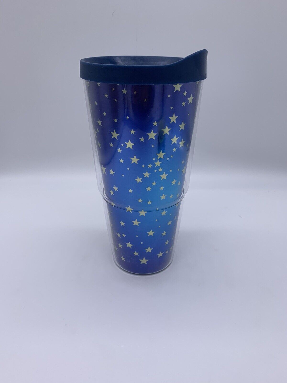 Large Blue Yellow Star Galaxy Travel Tumbler Classic Drinkware with Lid