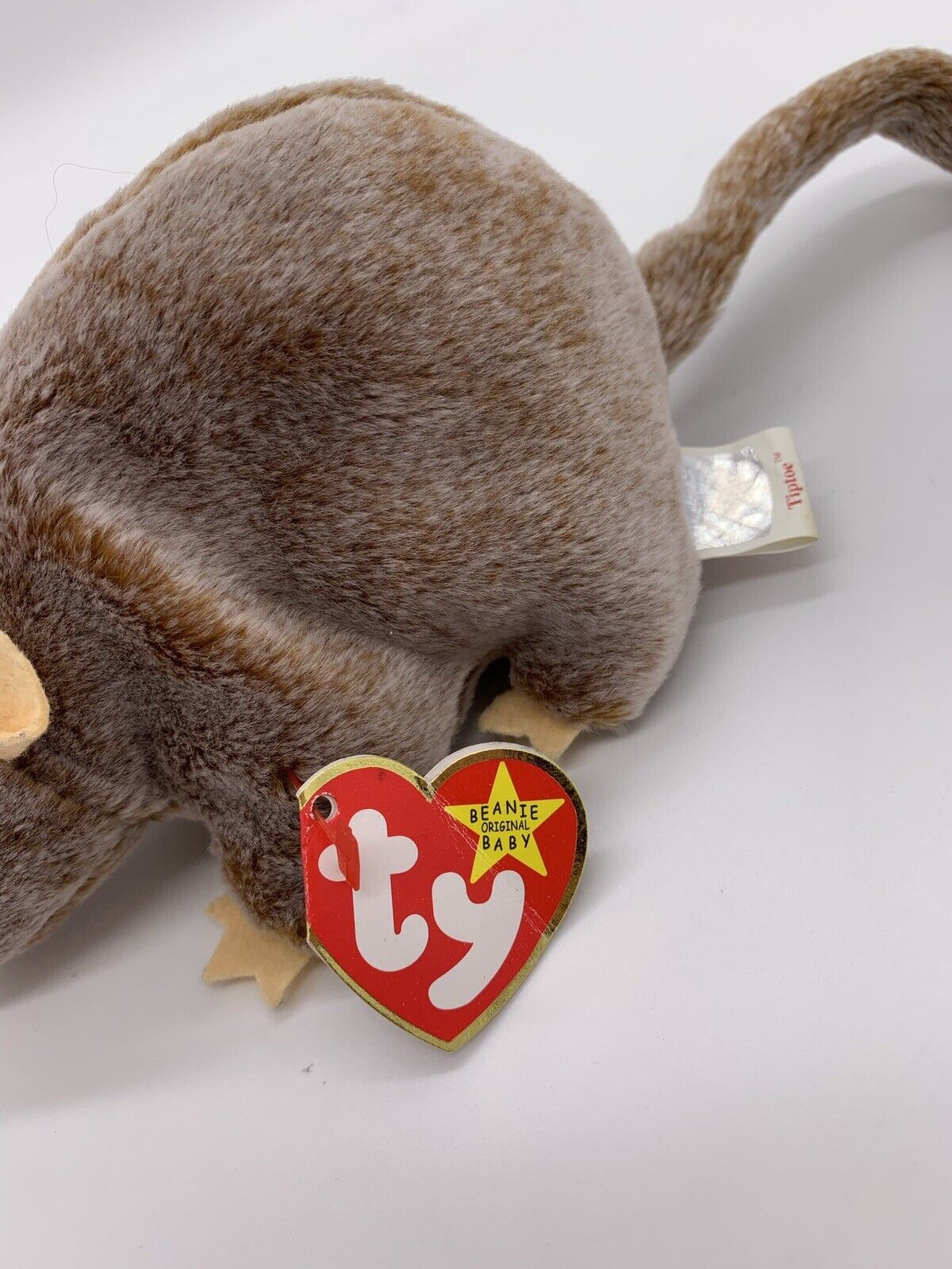 TY TIPTOE the MOUSE BEANIE BABY Mint New Rat Soft Cuddly Brown Whiskers Tail '99