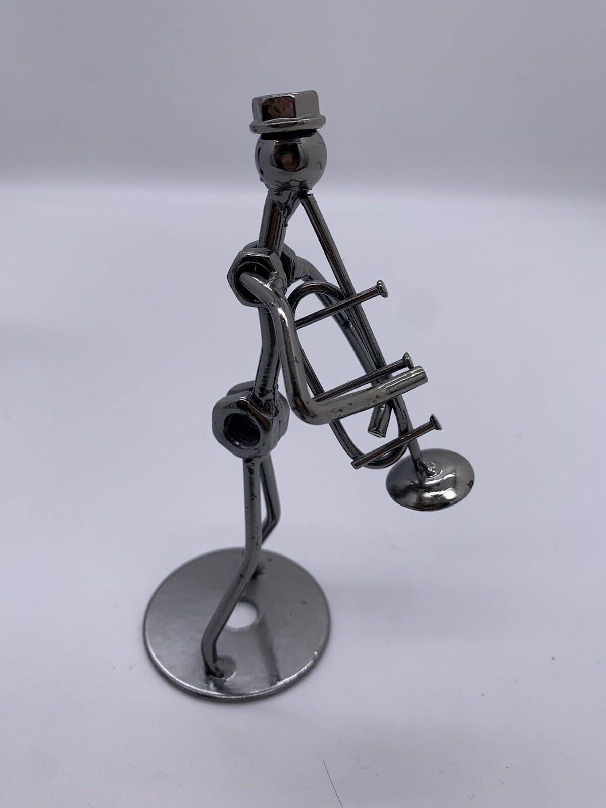 METAL HARDWARE FIGURAL BAND 2 MUSCIANS Saxophone Trumpet Nuts and Bolts Silver