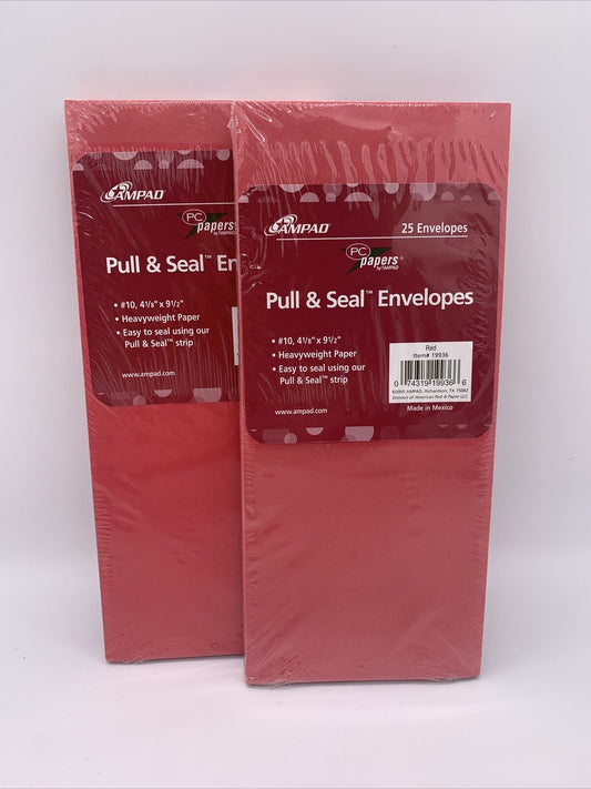 RED Pull and Seal  4 1/8" x 91/2 "  Envelopes Ampad 50 count Chinese New Year