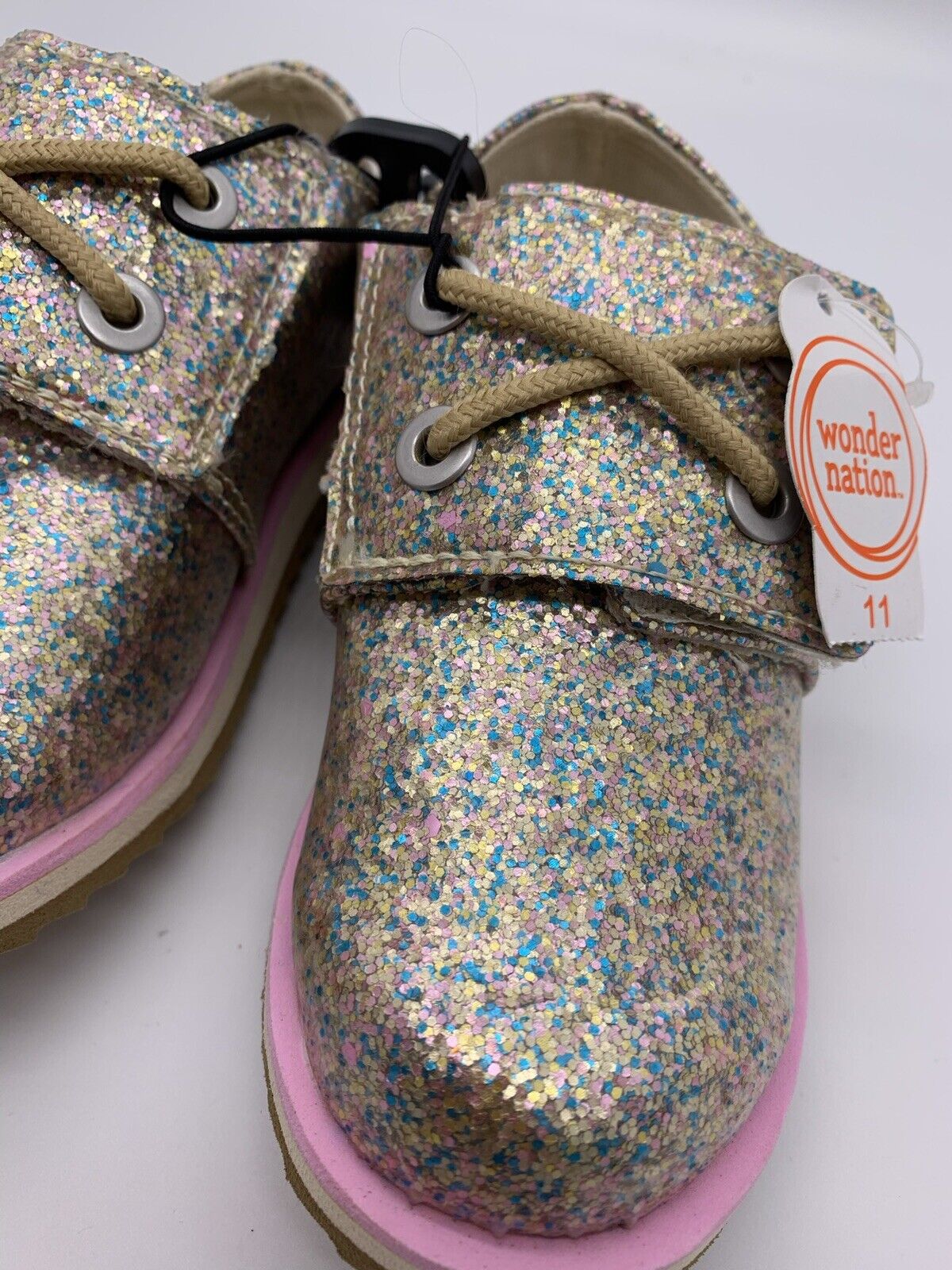 Wonder Nation New Pink and White Glitter Sparkle Casual Sneakers for Girl-Size11