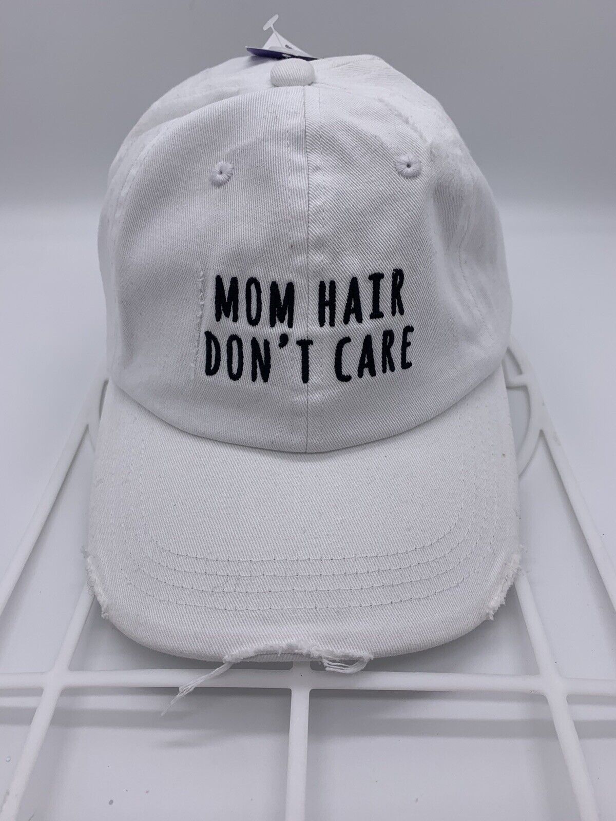 White “Mom Hair Dont Care” Hat Adjustable Baseball Cap Brand New With Tags