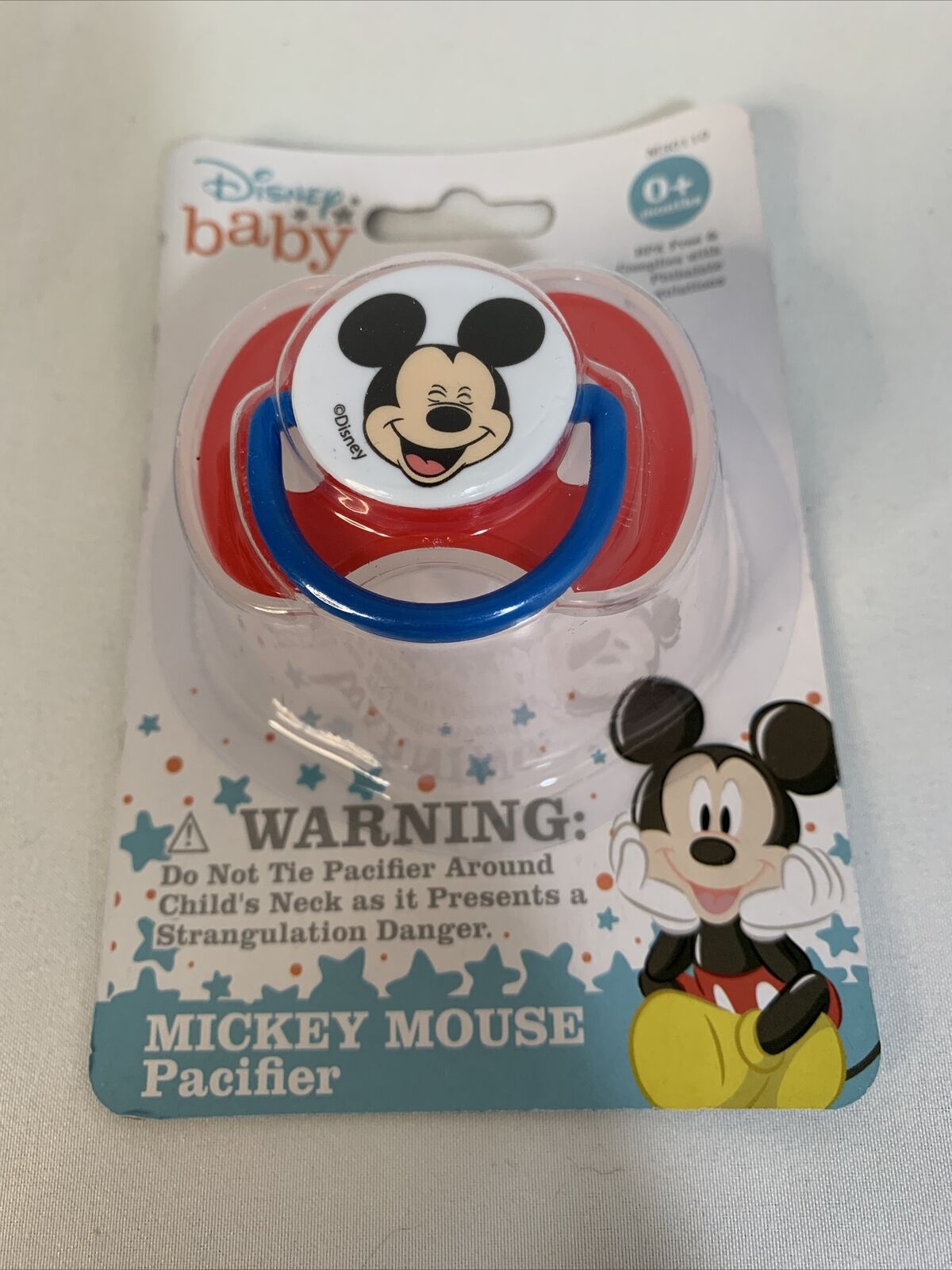 TWO Disney Baby: Mickey Mouse. Pacifiers binky Blue Red Yellow 0+ Month BPA Free