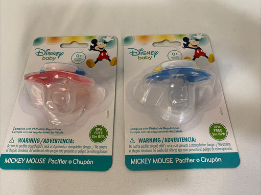 Disney Baby Mickey Mouse Pacifiers - 2-Pack Binky - 0+ Months - Red/Blue - BPA F