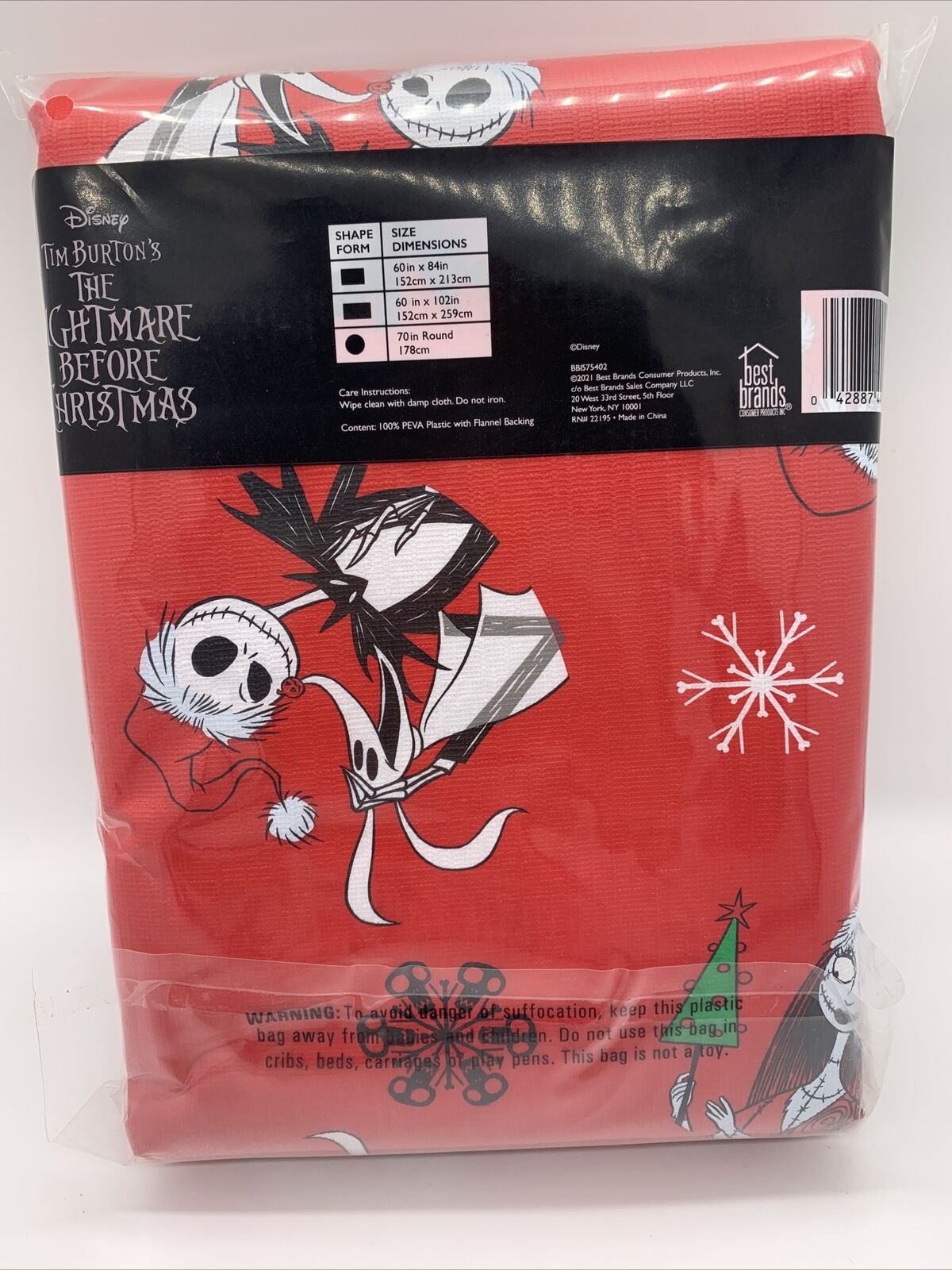 NEW Disney Vinyl Tablecloth The Nightmare Before Christmas 60x102” Red 152cmx213