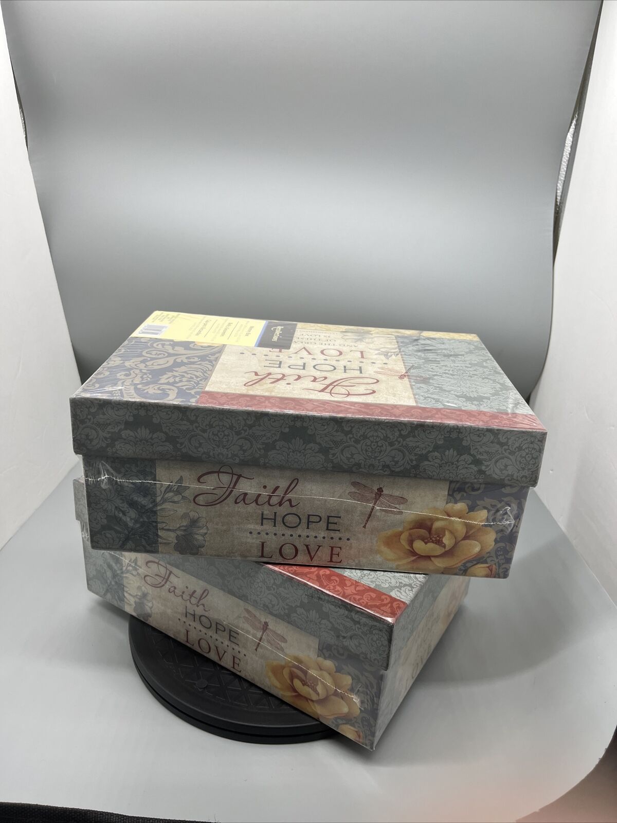 Faith Hope Love cardboard box set of two SEALED Recollections shoe box decor