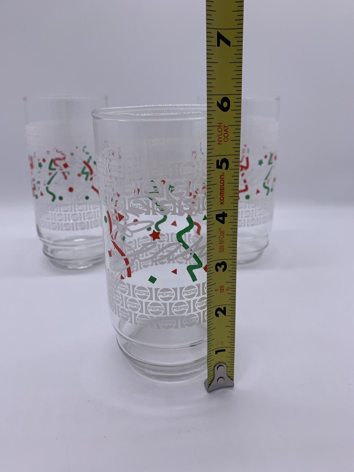 Rare Promo:3 PEPSI Cola Seasons Greetings Glass Tumblers 5-3/4 Holiday Christmas