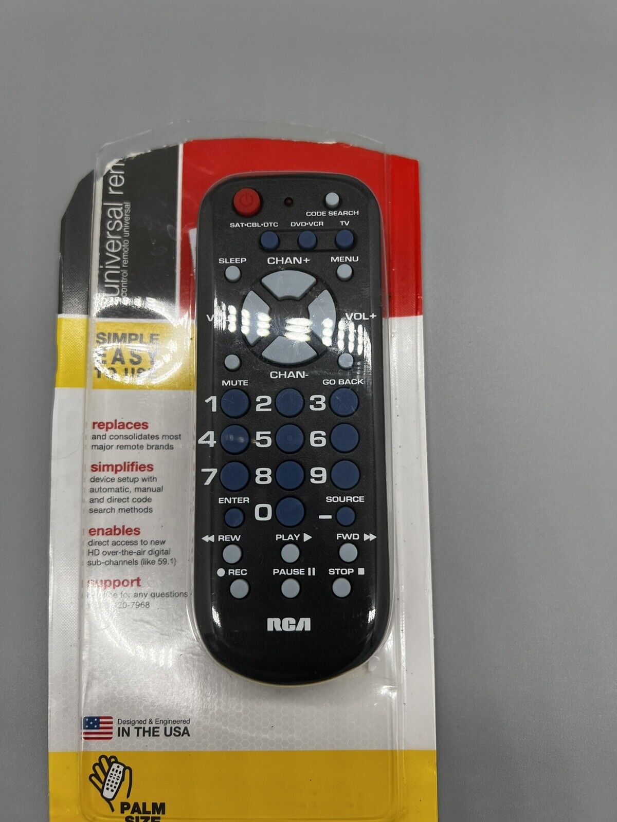 Rca Universal Remote Control, Palm Style, 3-Device BRAND NEW Open Package!