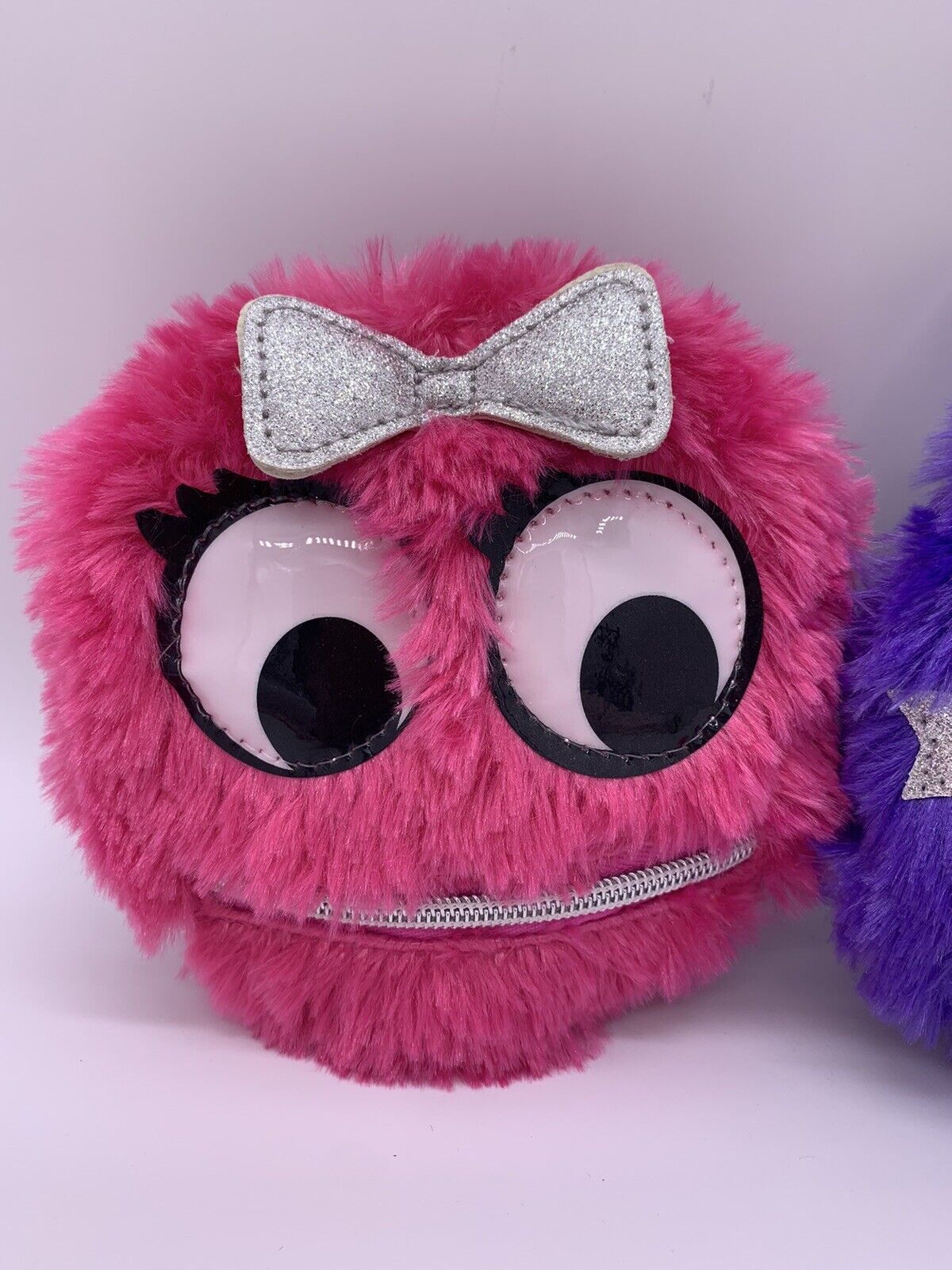 Underrated Fuzzy Monsters Coin Purse Set of 2 Pink & Purple Wallet New With Tags