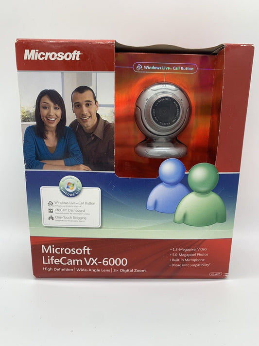 Microsoft Lifecam VX-6000 Webcam HD Wide Angle Lens 3x Digital Zoom  NEW