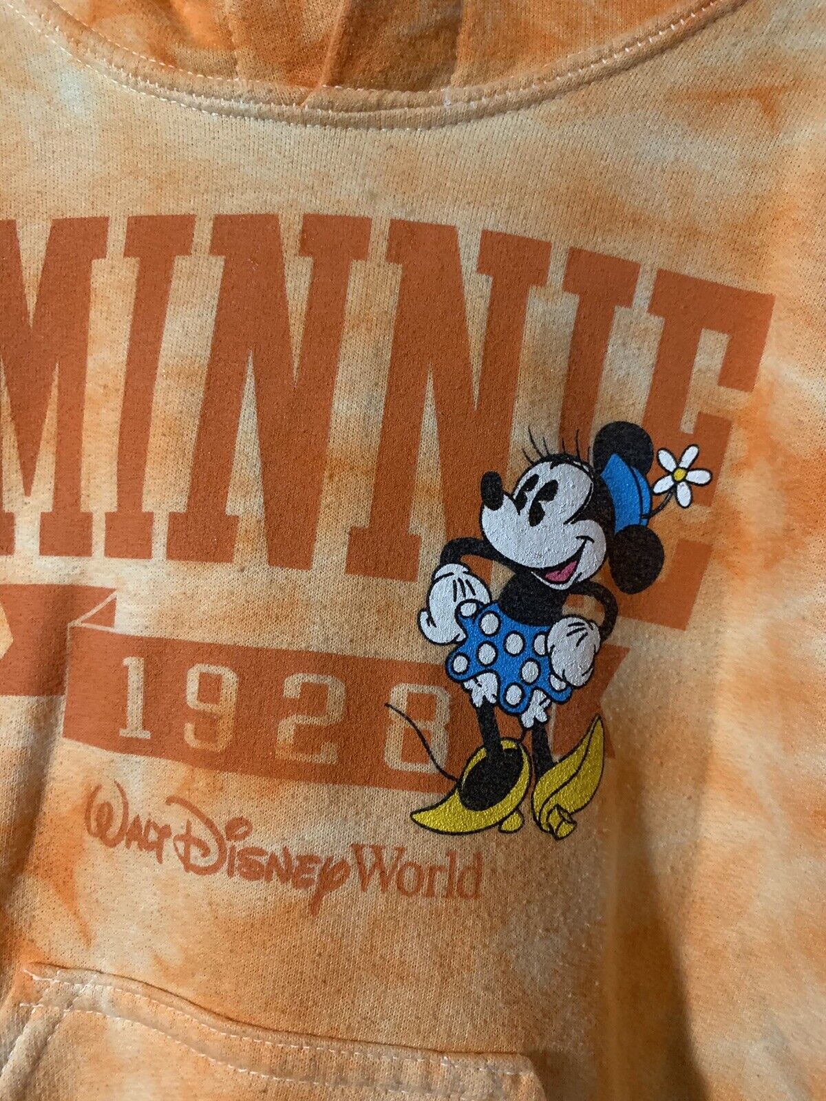 Authentic Walt Disney World Toddler/Kid XS - 1928 Tie Dye Hoodie Orange Sweater