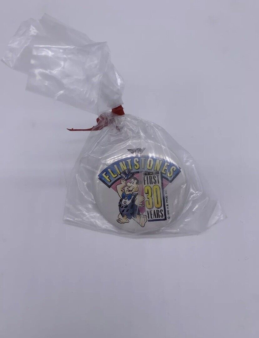 1963 Vintage Hardees 30th Anniversary Flintstones Glass & Pin Set Rare Collector