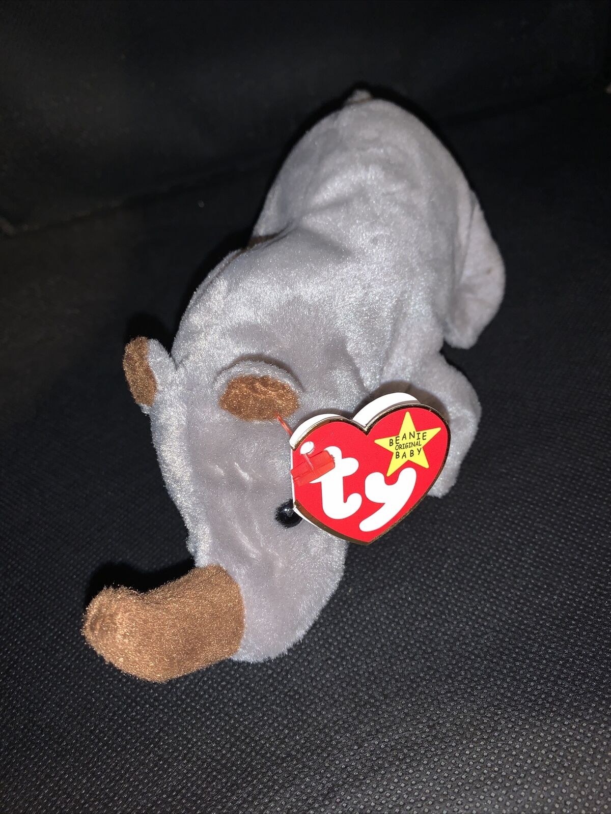 1996: Ty Beanie Baby Spike Rhino Rhinoceros RARE FIND Pristine Gray Brown