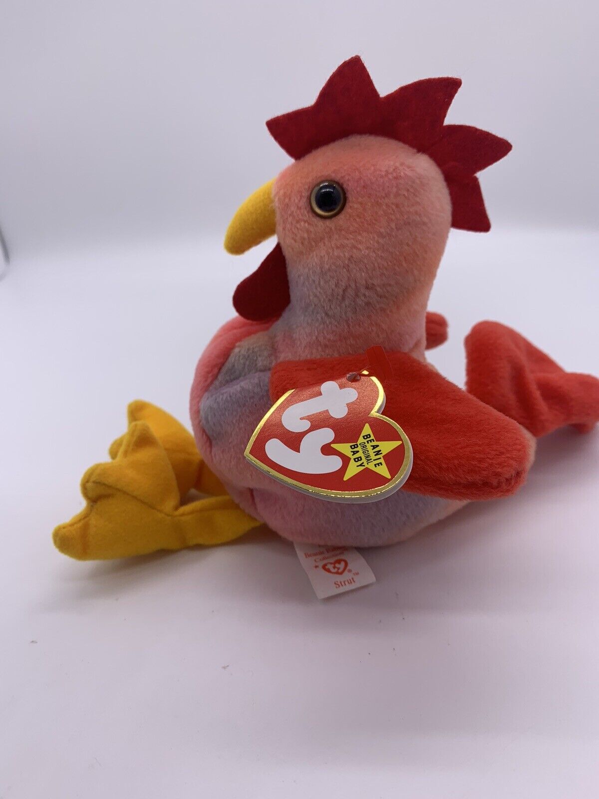 Ty Beanie Baby Strut the Rooster Mint With Mint Tags Grey Color Soft Plush Toys