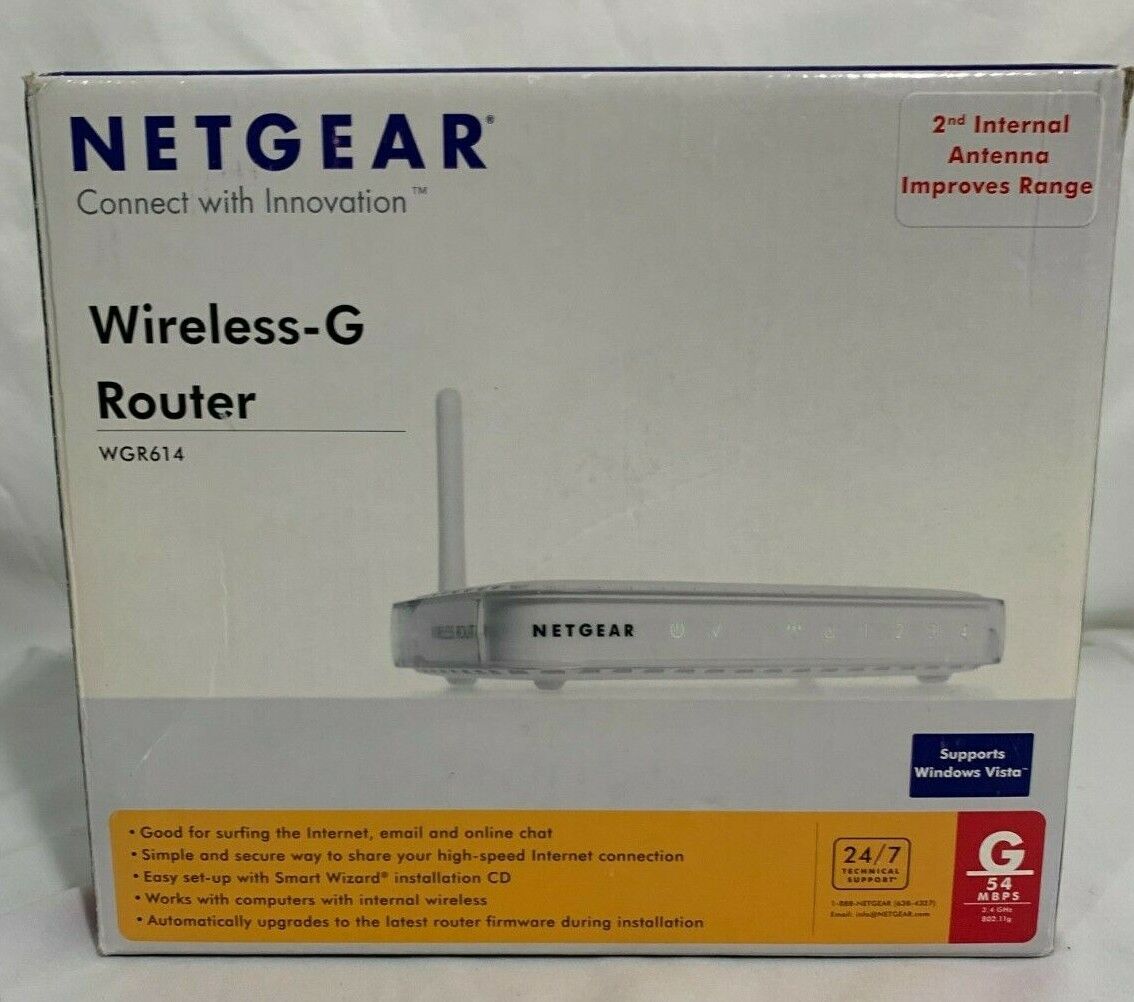 Netgear Wireless-G Wi-Fi Router WGR614 4 LAN Ports w/ Original Cord