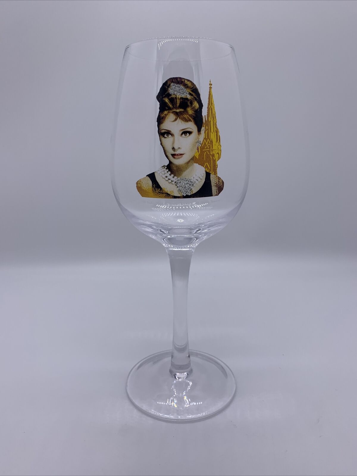 1995 Audrey Hepburn Large Authentic Wine Drinking Glass Breakfast at Tiffany's