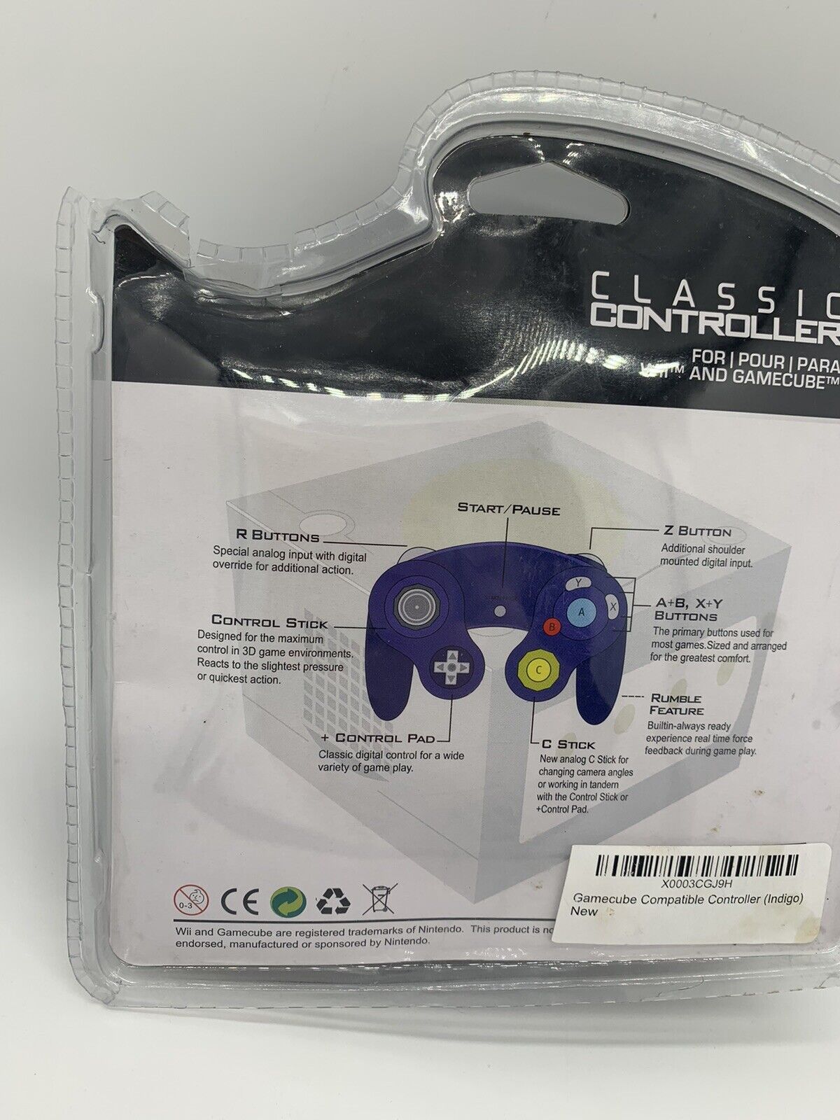 Brand New! TTX TECH WII GAMECUBE CLASSIC CONTROLLER - Indigo Color