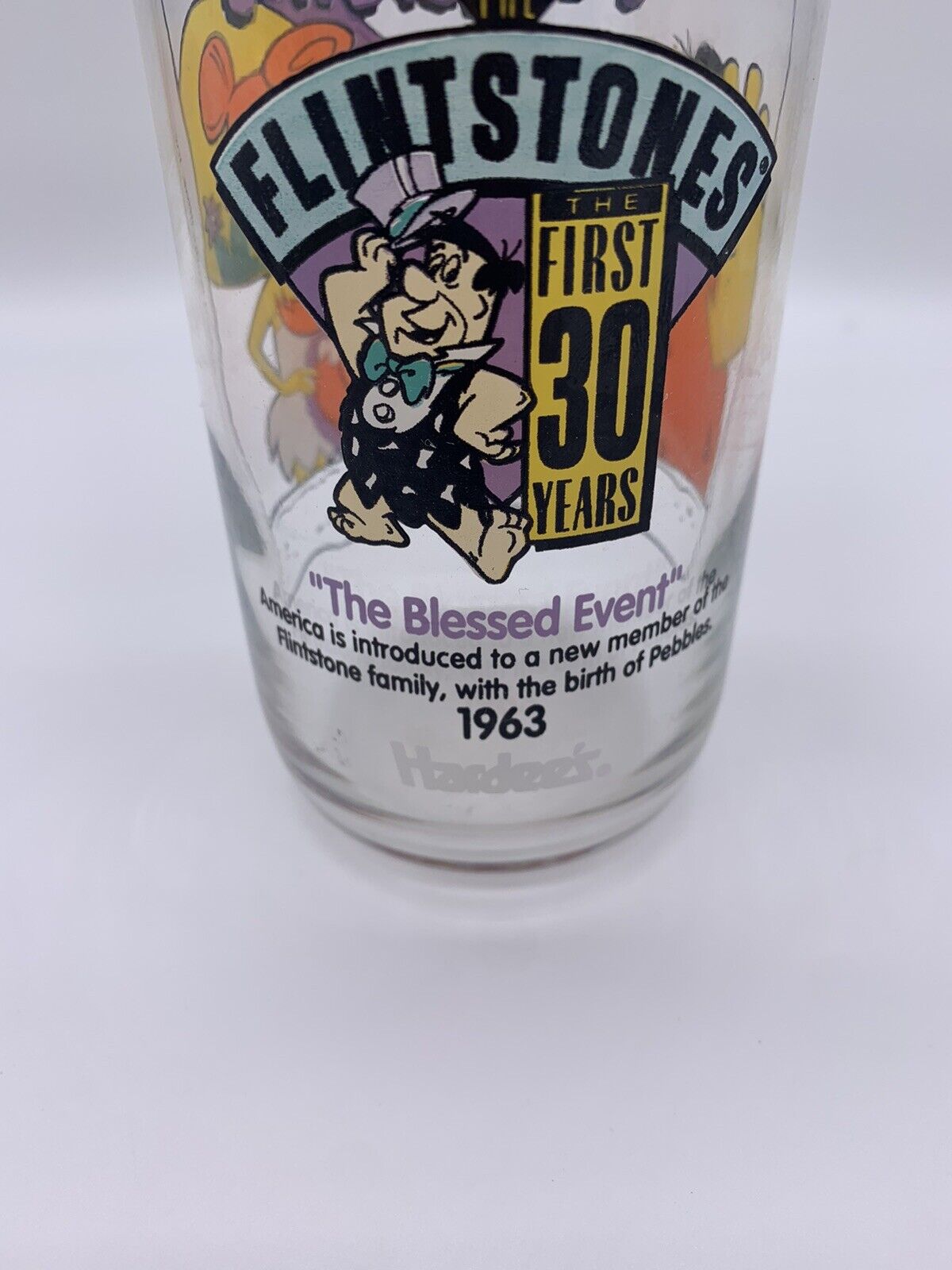 1963 Vintage Hardees 30th Anniversary Flintstones Glass & Pin Set Rare Collector