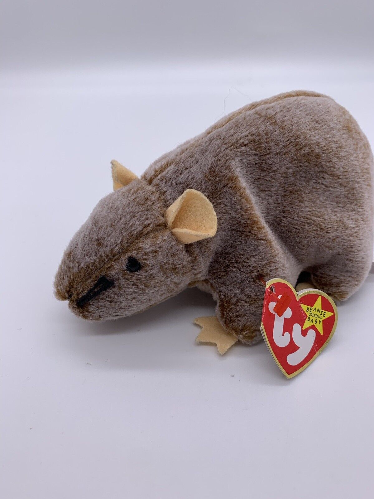 TY TIPTOE the MOUSE BEANIE BABY Mint New Rat Soft Cuddly Brown Whiskers Tail '99