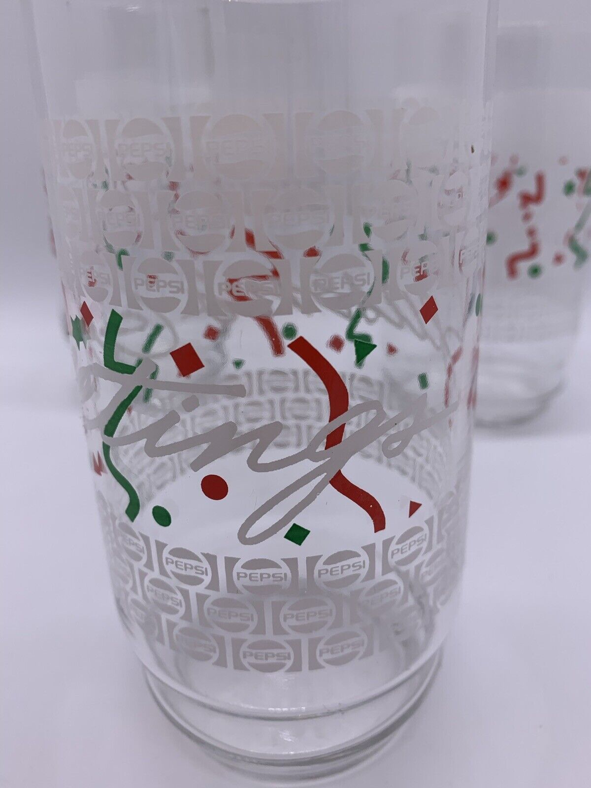 Rare Promo:3 PEPSI Cola Seasons Greetings Glass Tumblers 5-3/4 Holiday Christmas