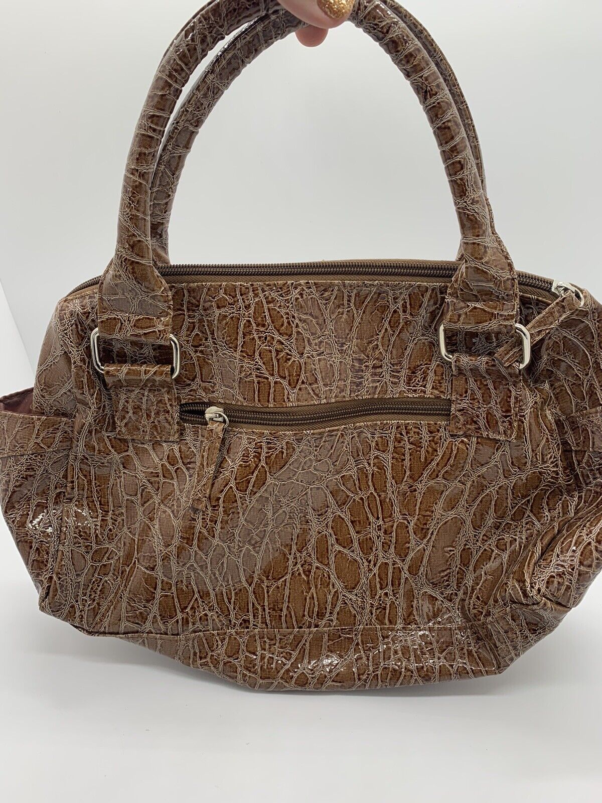 Giannini Brown Faux Alligator Leather Purse Women's Handbag Accessories with Tag