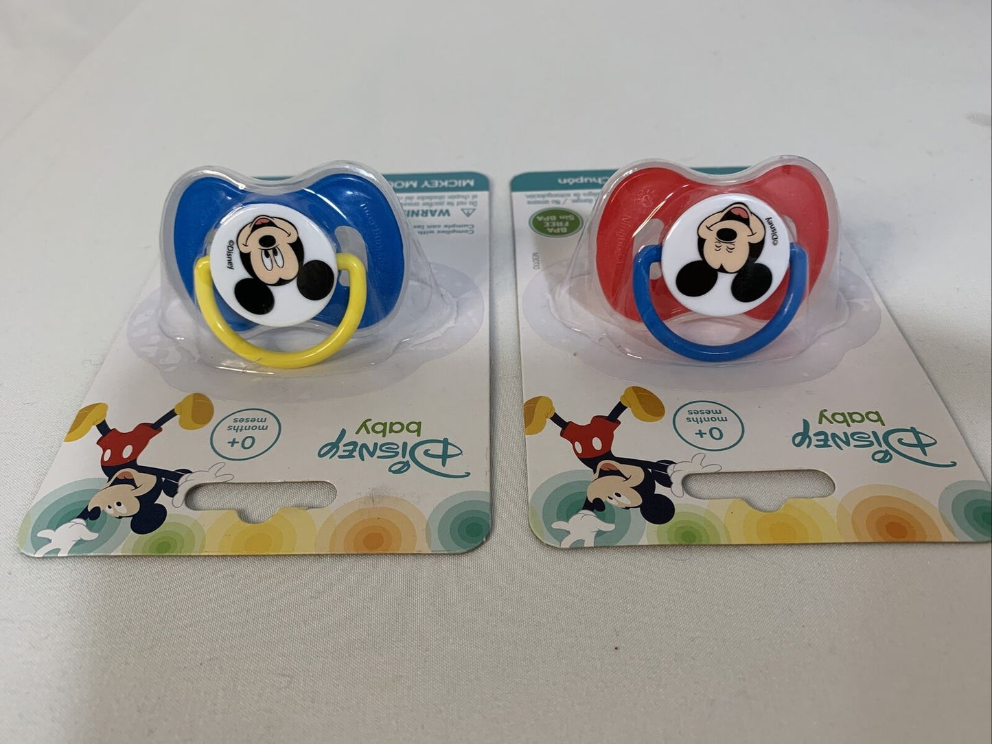 Disney Baby Mickey Mouse Pacifiers - 2-Pack Binky - 0+ Months - Red/Blue - BPA F