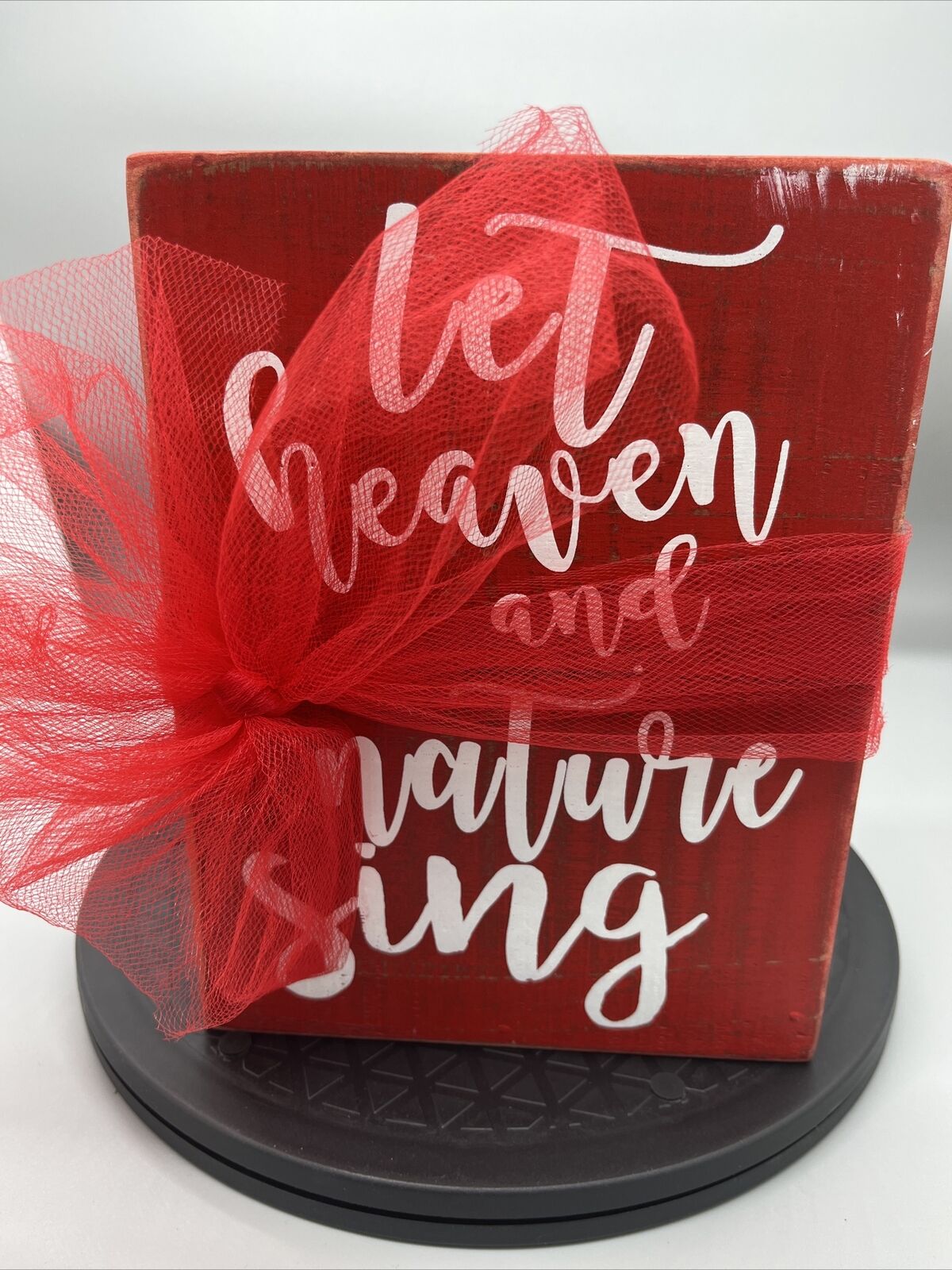 Let Heaven and Nature Sing  red and white plaque Christmas Christ Hymn Decor