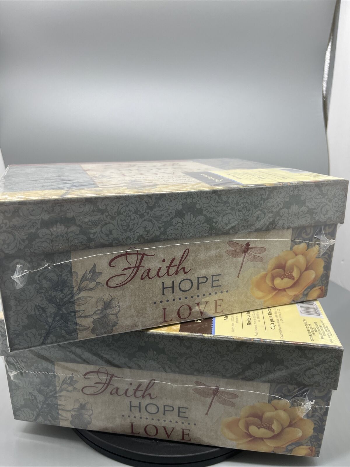 Faith Hope Love cardboard box set of two SEALED Recollections shoe box decor