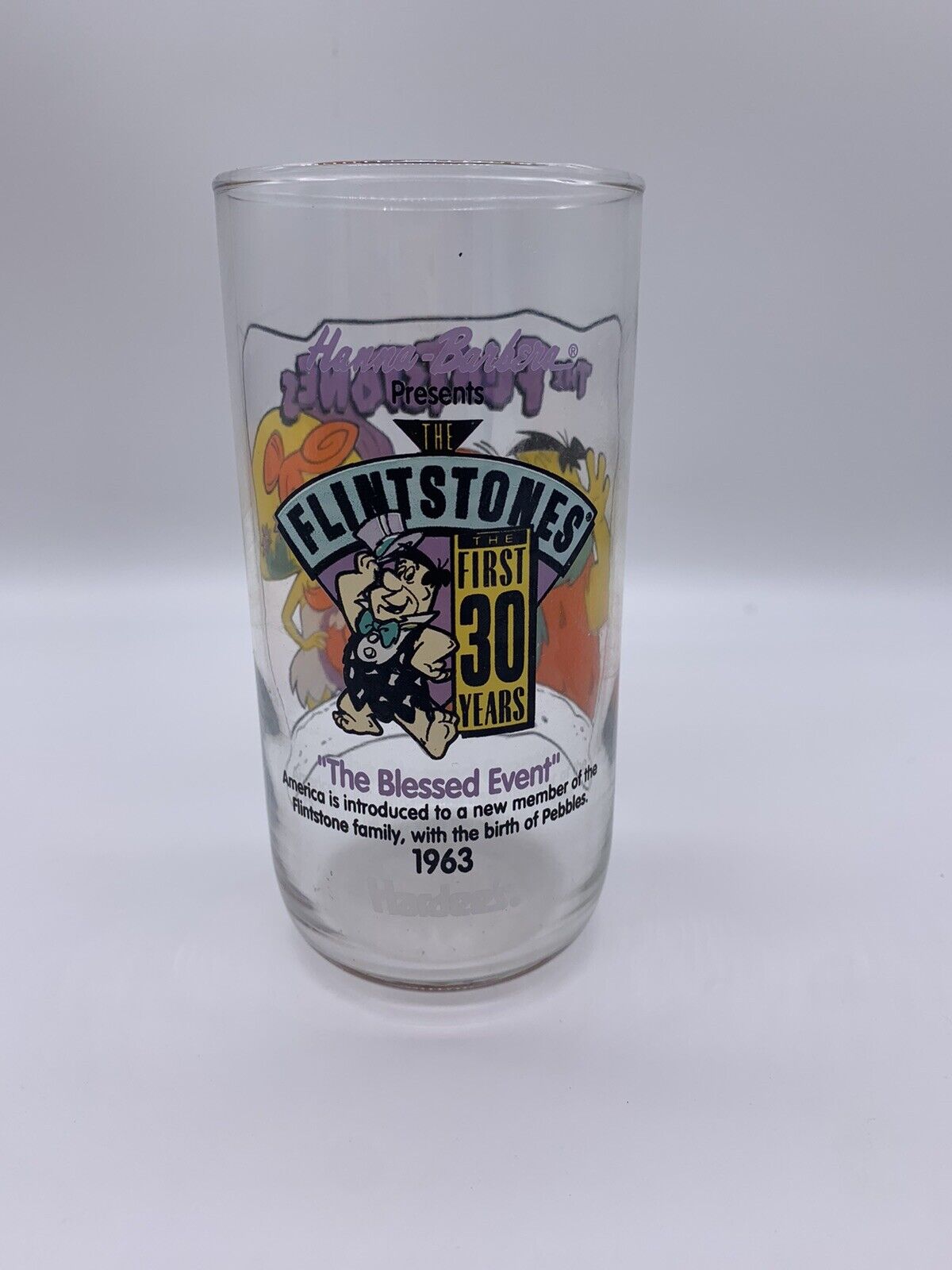 1963 Vintage Hardees 30th Anniversary Flintstones Glass & Pin Set Rare Collector